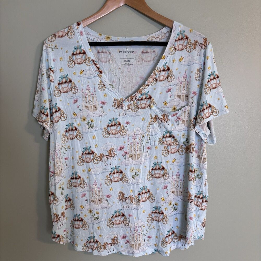 Posh Peanut Catherine Women’s Shirt Size XL Bamboo Fairytale Castle Unicorn